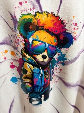 Custom Tie Dye Panda Graphic T-Shirt | Men’s Large | Streetwear Art Tee